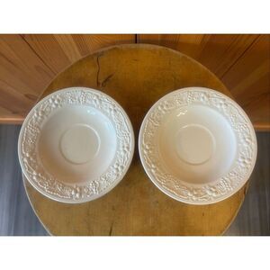 Homer Laughlin 5.75" Saucers Only White Grapes & Leaves Embossed Rim Lot of 2 (5